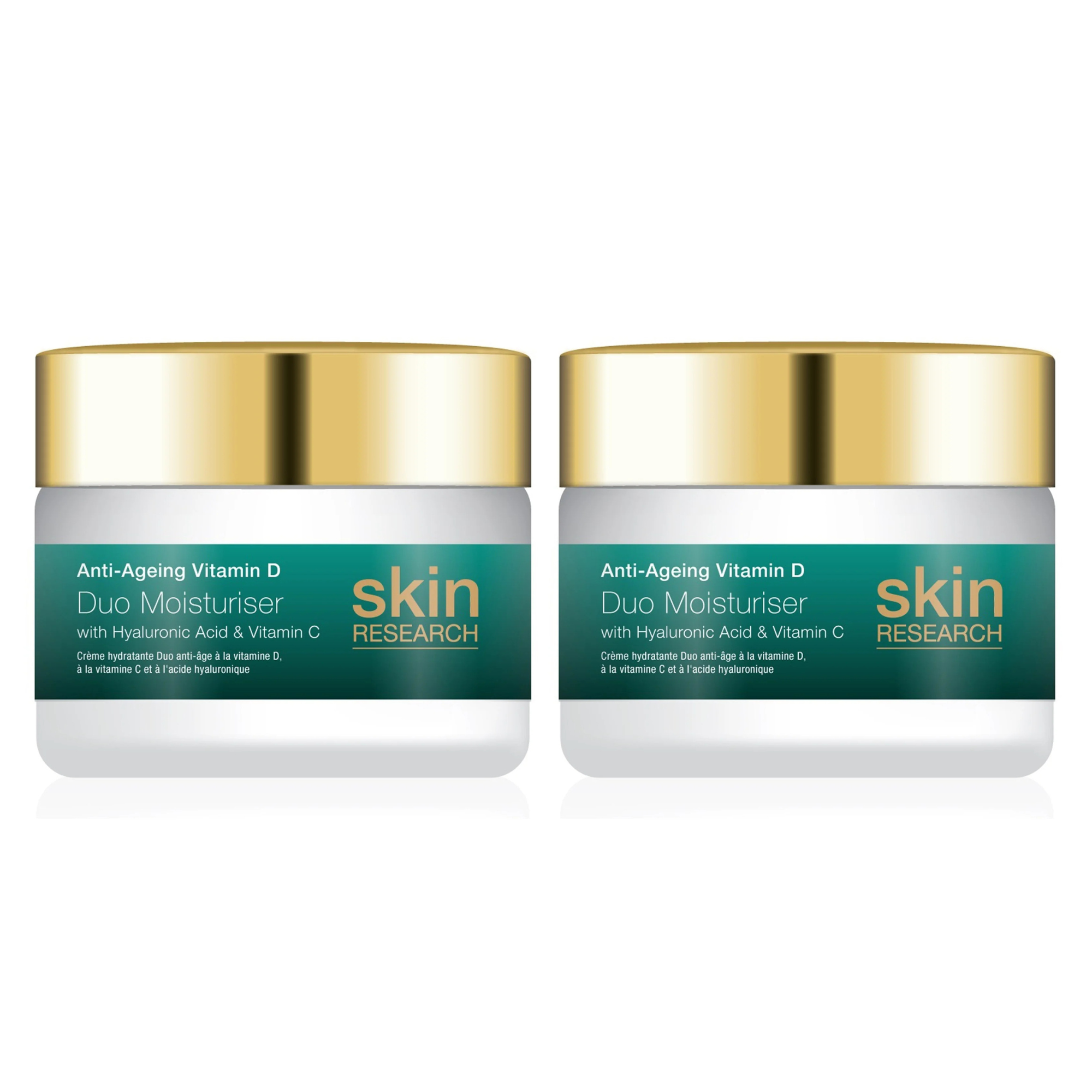 Skin Research Anti-Ageing Vitamin D with Hyaluronic Acid & Vitamin C Duo Moisturiser 50ml Twin Value Savings Pack - skinChemists