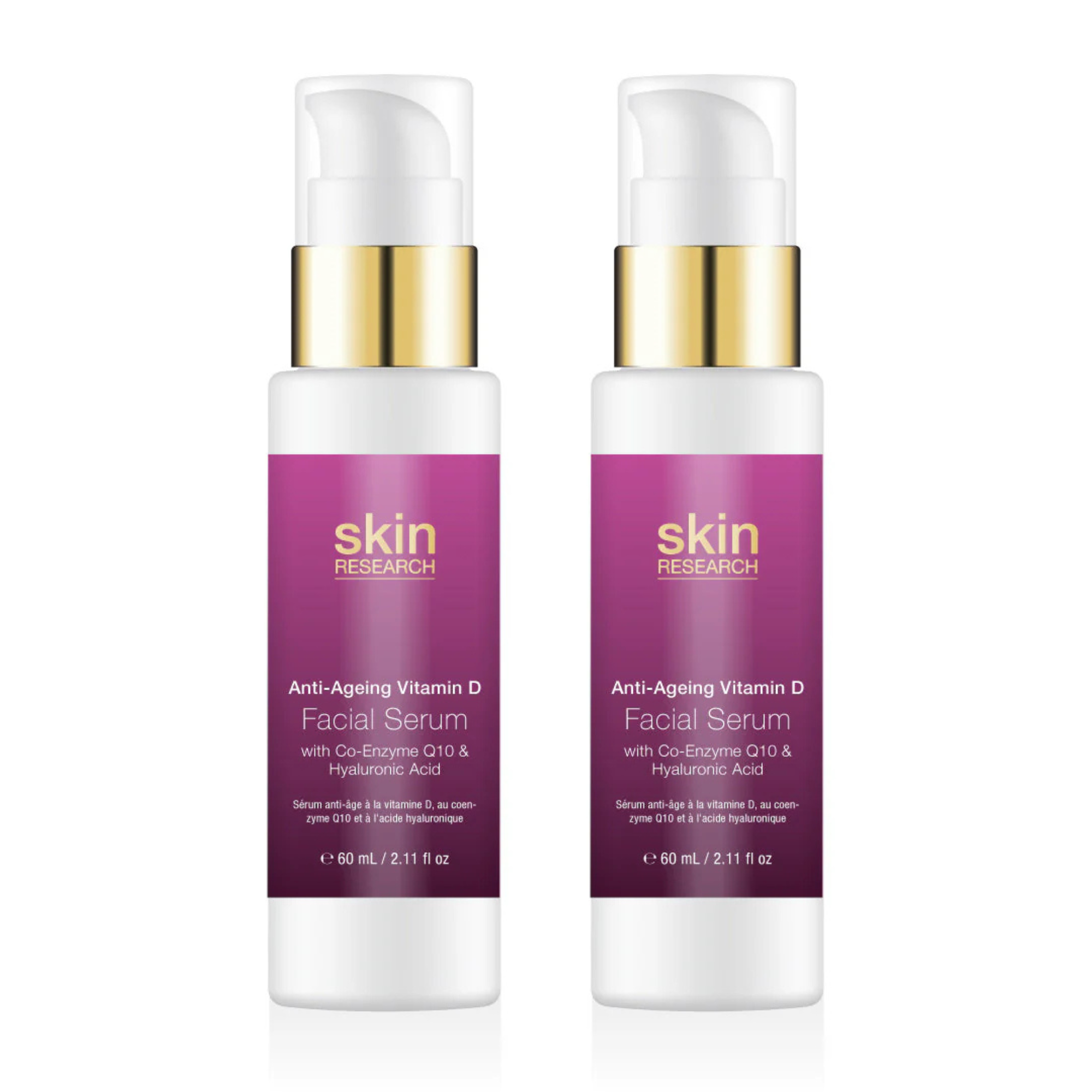 Skin Research Anti-Ageing Vitamin D with Co-Enzyme Q10 & Hyaluronic Acid Serum 60ml Twin Value Savings Pack - skinChemists