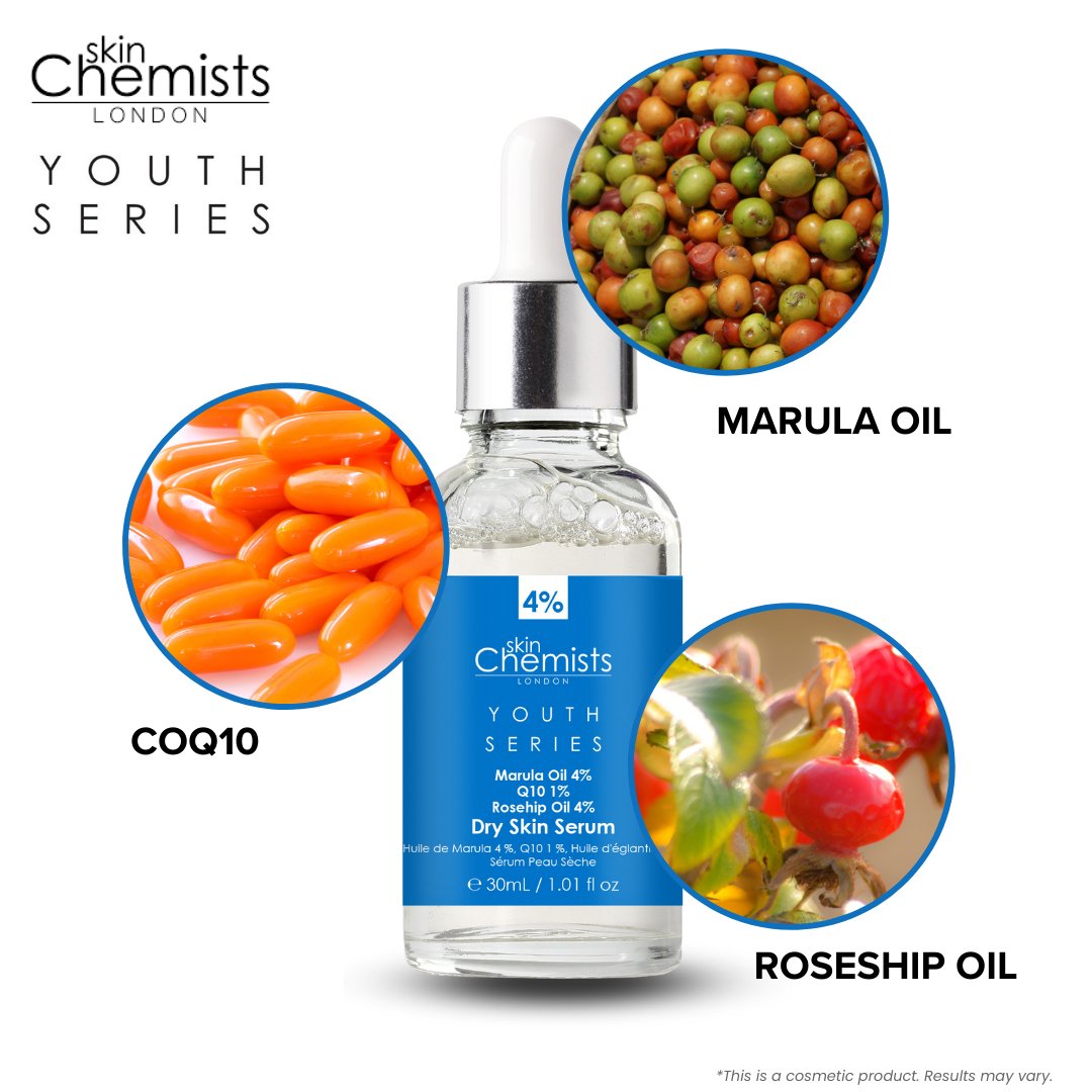 Dry Skin Serum Marulua Oil 4%, Q10 1%, Rosehip Oil 4% 30ml - skinChemists