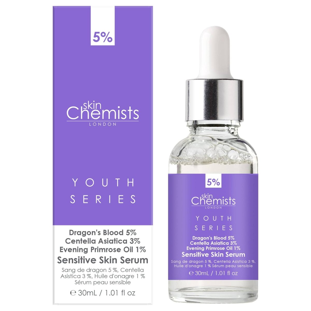 Sensitive Skin Serum Dragon's Blood 5%, Centella Asistica 3%, Evening Primrose Oil 1% 30ml - skinChemists