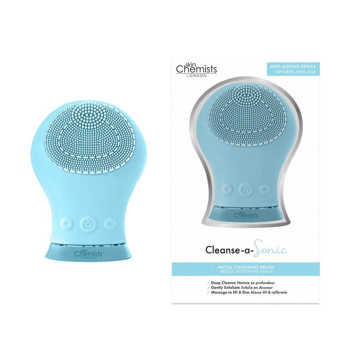 Sonic Silicone Facial Cleansing Massager Blue - skinChemists