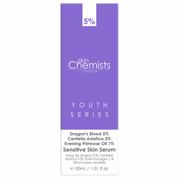 Youth Series Sensitive Skin Serum 30ml Dragon's Blood 5%, Centella Asistica 3%, Evening Primrose Oil 1% - skinChemists